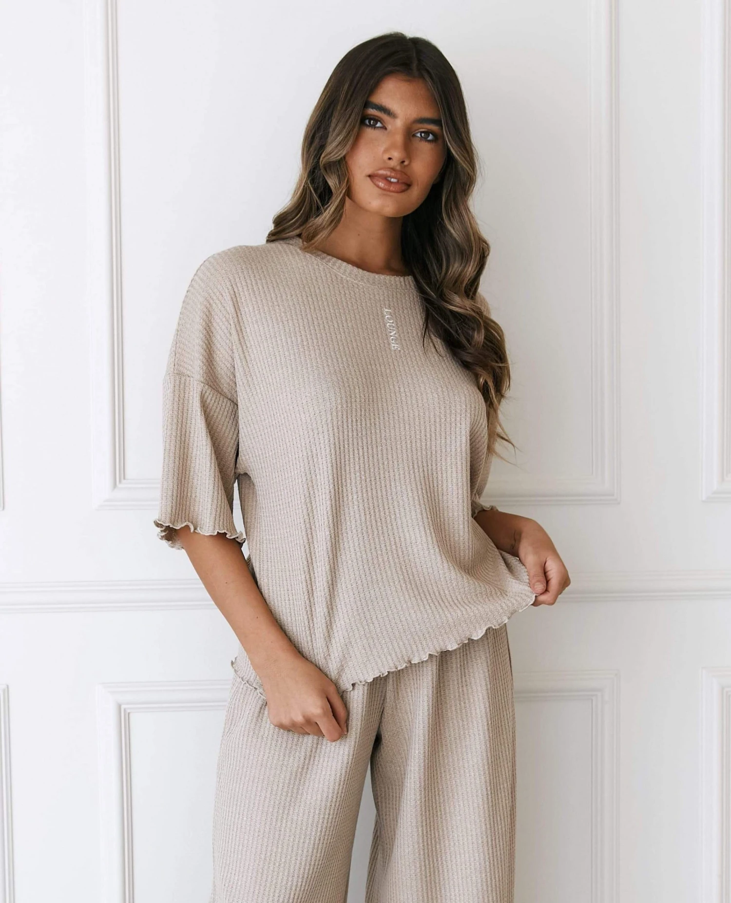 Lounge Underwear Soft Waffle Pyjama Top - Mink 3 Lounge Underwear Soft Waffle Pyjama Top - Mink