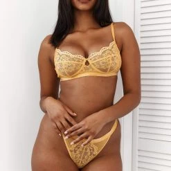 Lounge Underwear Outlet Outlet Blossom Balcony Bra (Set) - Mustard