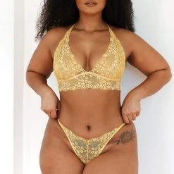 Lounge Underwear BH Ohne Bügel Sets Lace Triangle Bra (Set) - Mustard 32 Lounge Underwear BH Ohne Bügel Sets Lace Triangle Bra (Set) - Mustard