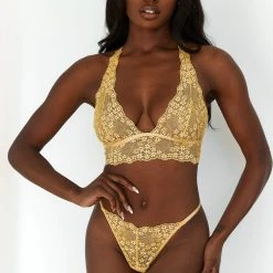 Lounge Underwear BH Ohne Bügel Sets Lace Triangle Bra (Set) - Mustard 24 Lounge Underwear BH Ohne Bügel Sets Lace Triangle Bra (Set) - Mustard
