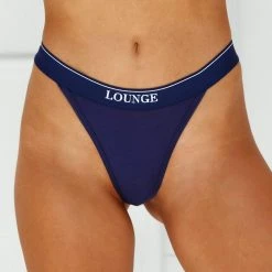 Lounge Underwear Bamboo Minimal Triangle Thong (Set) - Navy