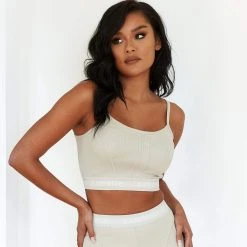 Lounge Underwear Leggings Sets Soft Chic Ribbed Bralette - Oatmeal