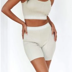 Lounge Underwear Soft Chic Ribbed Shorts - Oatmeal