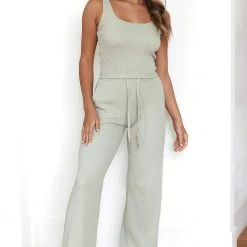 Lounge Underwear Luxury Ribbed Top (Set) - Olive