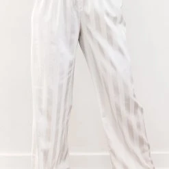 Lounge Underwear Schlaf Striped Satin Pyjama Trousers - Pearl 15 Lounge Underwear Schlaf Striped Satin Pyjama Trousers - Pearl