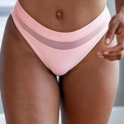 Lounge Underwear String Und Slip Mesh Briefs - Pink