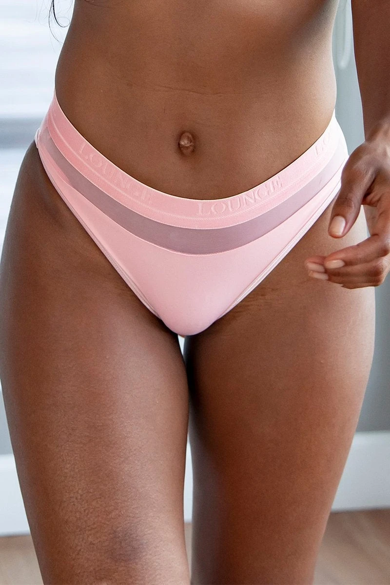 Lounge Underwear String Und Slip Mesh Briefs - Pink 3 Lounge Underwear String Und Slip Mesh Briefs - Pink