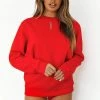 Lounge Underwear Outlet Crew Neck Jumper - Red 1 Lounge Underwear Outlet Crew Neck Jumper - Red