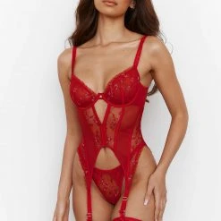 Lounge Underwear Gia Intimates Basque (Set) - Maroon