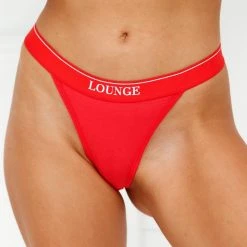 Lounge Underwear Outlet Bamboo Minimal Triangle Thong - Red