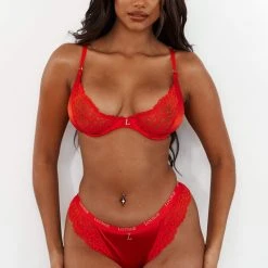 Lounge Underwear Sustainable Silk Balcony Bra (Set) - Red Bügel-BH Sets