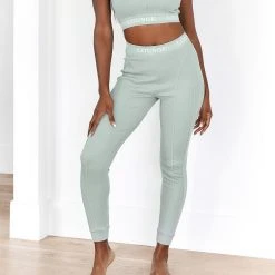 Lounge Underwear Soft Chic Ribbed Leggings - Sage Leggings Sets