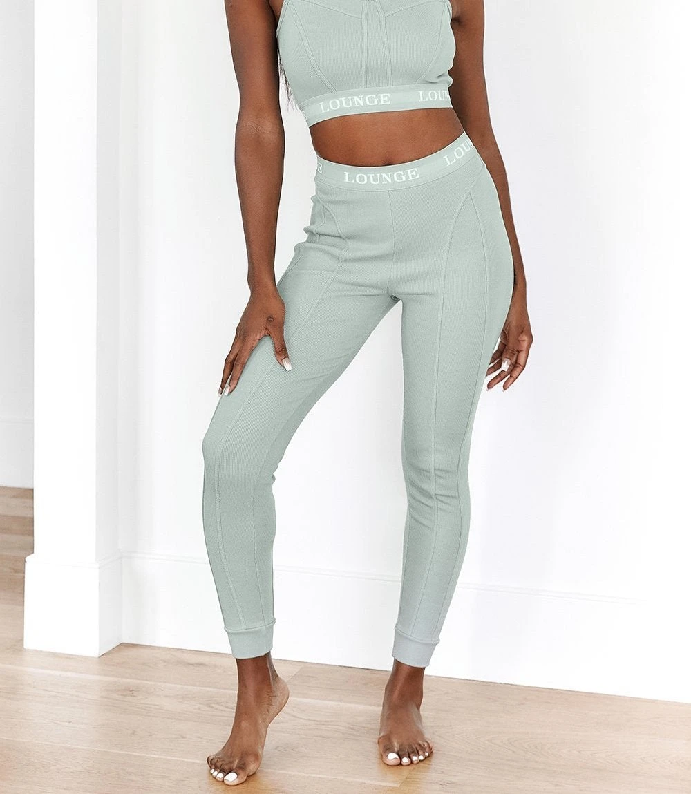 Lounge Underwear Soft Chic Ribbed Leggings - Sage Leggings Sets 3 Lounge Underwear Soft Chic Ribbed Leggings - Sage Leggings Sets