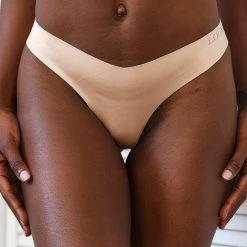 Lounge Underwear Seamless Mesh Thong - Sand String Und Slip