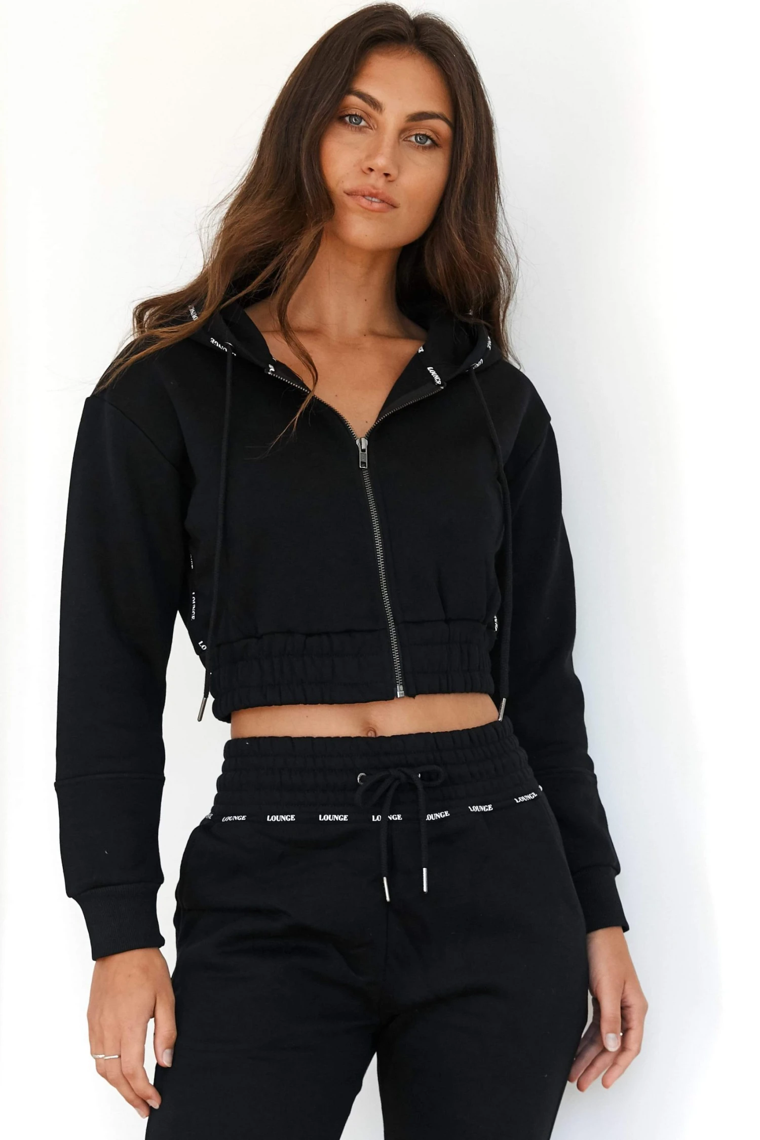 Lounge Underwear Zip Up Scrunchie Hoodie - Black 3 Lounge Underwear Zip Up Scrunchie Hoodie - Black