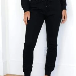 Lounge Underwear Jogger Und Hose High Waisted Scrunchie Joggers - Black