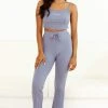 Lounge Underwear Outlet Outlet Ribbed Crop Top (Set) - Smoked Blue 2 Lounge Underwear Outlet Outlet Ribbed Crop Top (Set) - Smoked Blue