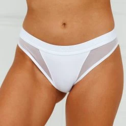 Lounge Underwear Contour Mesh Briefs - White String Und Slip