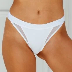 Lounge Underwear String Und Slip Contour Mesh Thong - White