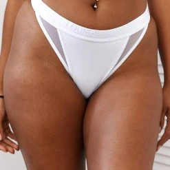 Lounge Underwear String Und Slip Contour Mesh Thong - White