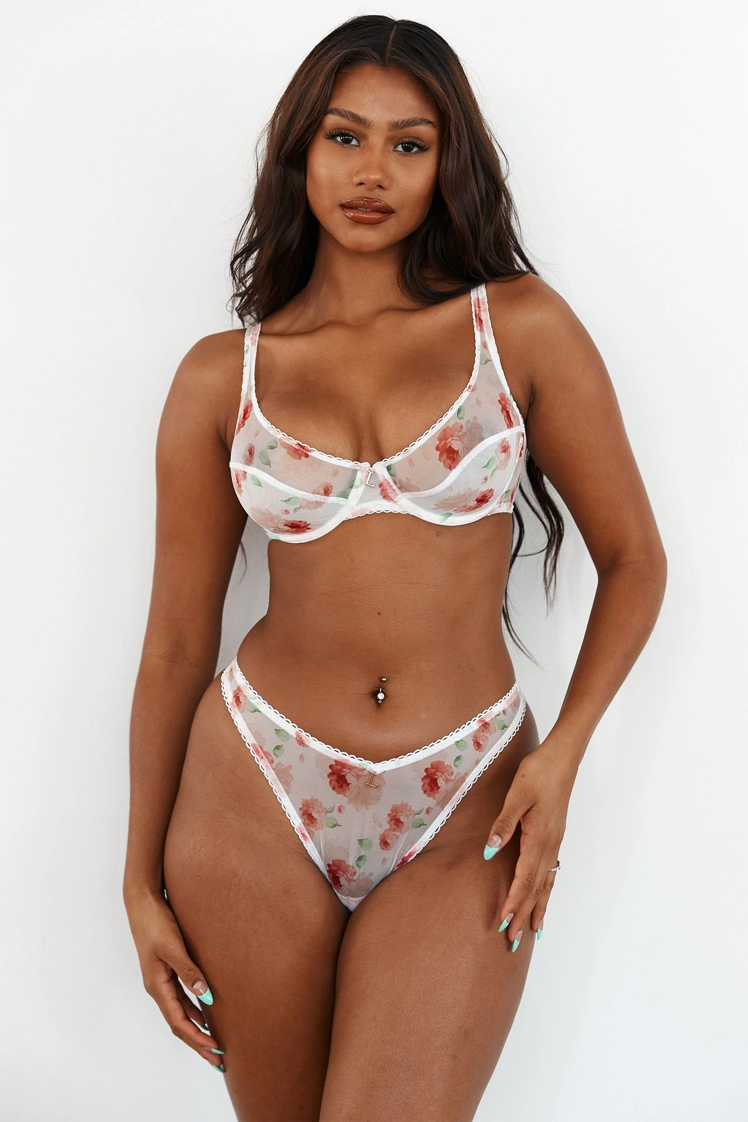 Lounge Underwear Floral Mesh Balcony Bra (Set) - White Bügel-BH Sets 3 Lounge Underwear Floral Mesh Balcony Bra (Set) - White Bügel-BH Sets
