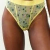 Lounge Underwear Floral Mesh Thong - Yellow String Und Slip