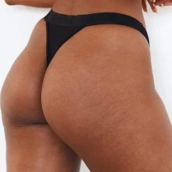 Lounge Underwear String Und Slip Sleek Mindful Thong - Black