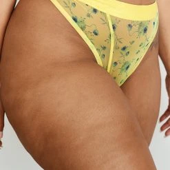 Lounge Underwear Floral Mesh Thong - Yellow String Und Slip 13 Lounge Underwear Floral Mesh Thong - Yellow String Und Slip