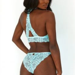Lounge Underwear BH Ohne Bügel Sets Lace Triangle Bra (Set) - Aqua Blue