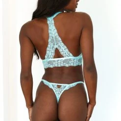 Lounge Underwear BH Ohne Bügel Sets Lace Triangle Bra (Set) - Aqua Blue