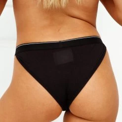 Lounge Underwear String Und Slip Bamboo Minimal Triangle Briefs - Black
