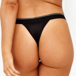 Lounge Underwear String Und Slip Bamboo Minimal Triangle Thong - Black