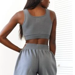 Lounge Underwear Essential Crop Top (Set) - Charcoal Shorts