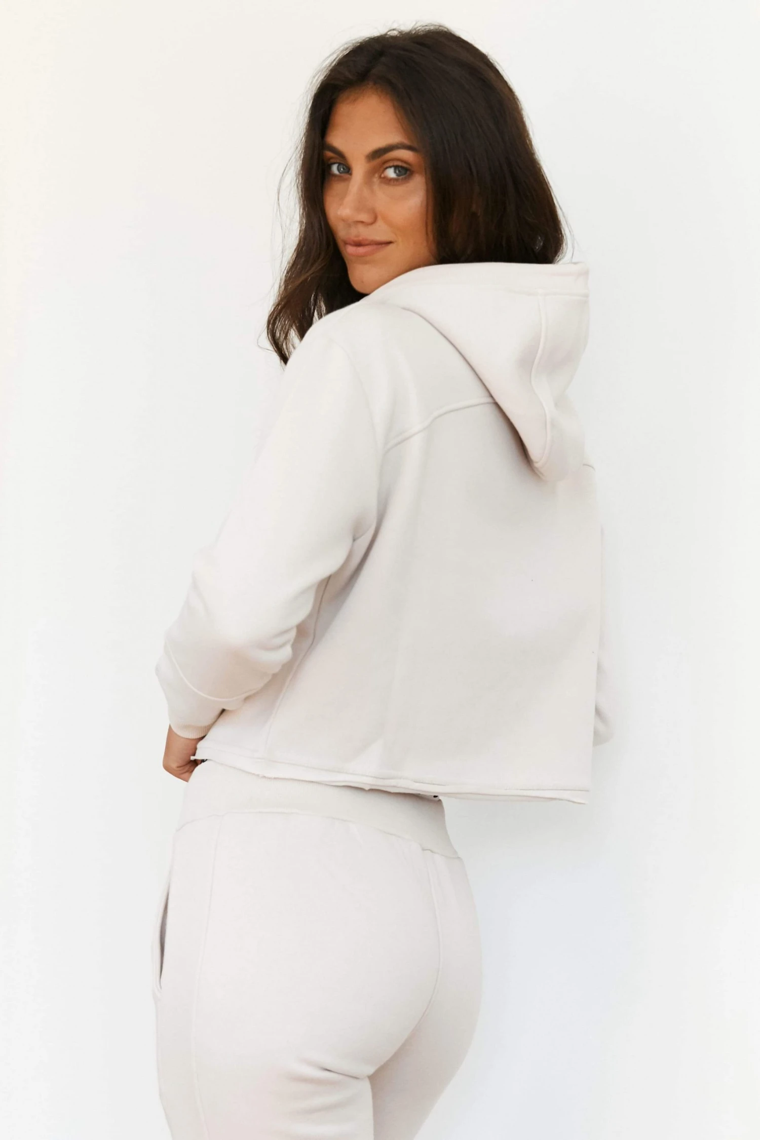 Lounge Underwear Cropped Hoodie - Cream 4 Lounge Underwear Cropped Hoodie - Cream