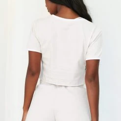 Lounge Underwear Tops Und Hoodys Cropped T-Shirt - Cream 8 Lounge Underwear Tops Und Hoodys Cropped T-Shirt - Cream