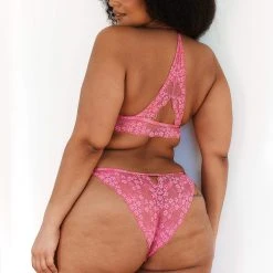 Lounge Underwear Lace Triangle Bra (Set) - Hot Pink 45 Lounge Underwear Lace Triangle Bra (Set) - Hot Pink