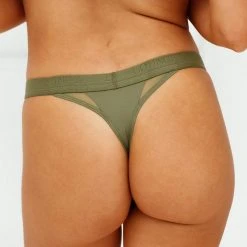 Lounge Underwear Contour Mesh Thong - Khaki