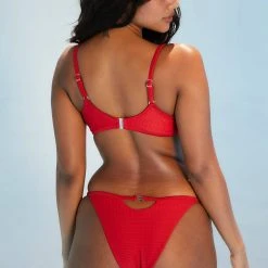 Lounge Underwear New York Textured Bikini Top (Set) - Red Bikinis