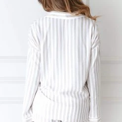 Lounge Underwear Pinstripe Pyjama Shirt (Set) - Mink