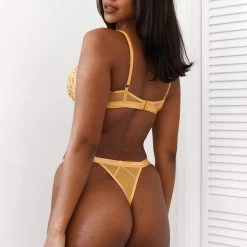 Lounge Underwear Outlet Outlet Blossom Balcony Bra (Set) - Mustard