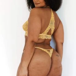 Lounge Underwear BH Ohne Bügel Sets Lace Triangle Bra (Set) - Mustard