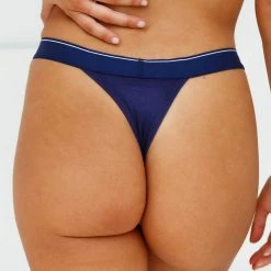 Lounge Underwear String Und Slip Bamboo Minimal Triangle Thong - Navy