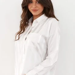 Lounge Underwear Striped Satin Pyjama Shirt - Pearl 13 Lounge Underwear Striped Satin Pyjama Shirt - Pearl