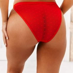 Lounge Underwear Love Heart Mesh Triangle Briefs - Red String Und Slip