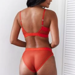 Lounge Underwear BH Ohne Bügel Sets Mesh Bra (Set) - Red