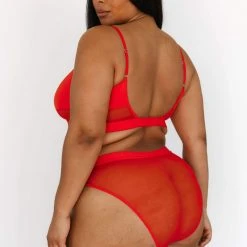 Lounge Underwear BH Ohne Bügel Sets Mesh Bra (Set) - Red
