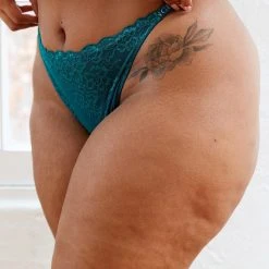 Lounge Underwear Sustainable Lace Magic Thong - Turquoise String Und Slip