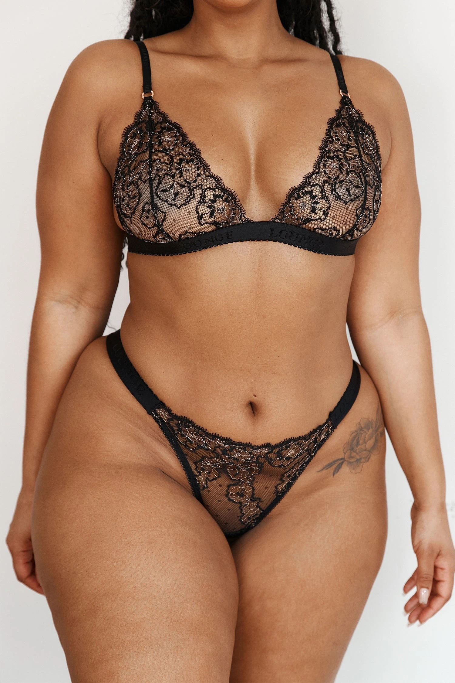 Lounge Underwear Embroidered Triangle Bra (Set) - Black 10 Lounge Underwear Embroidered Triangle Bra (Set) - Black