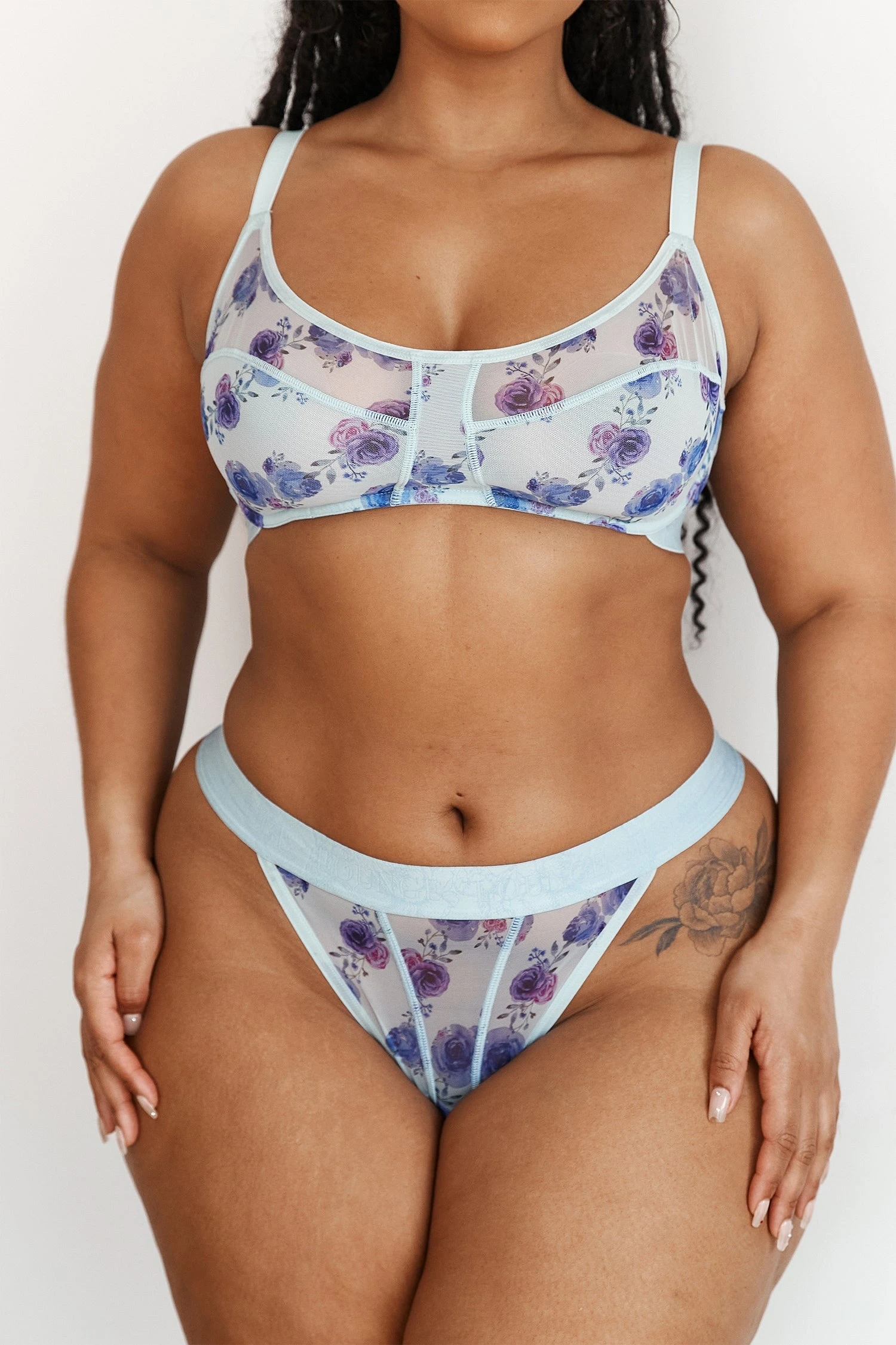 Lounge Underwear Floral Mesh Bra (Set) - Blue Bügel-BH Sets 10 Lounge Underwear Floral Mesh Bra (Set) - Blue Bügel-BH Sets