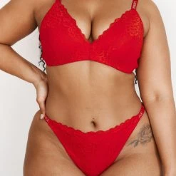 Lounge Underwear Sustainable Lace Magic Bra (Set) - Maroon BH Ohne Bügel Sets